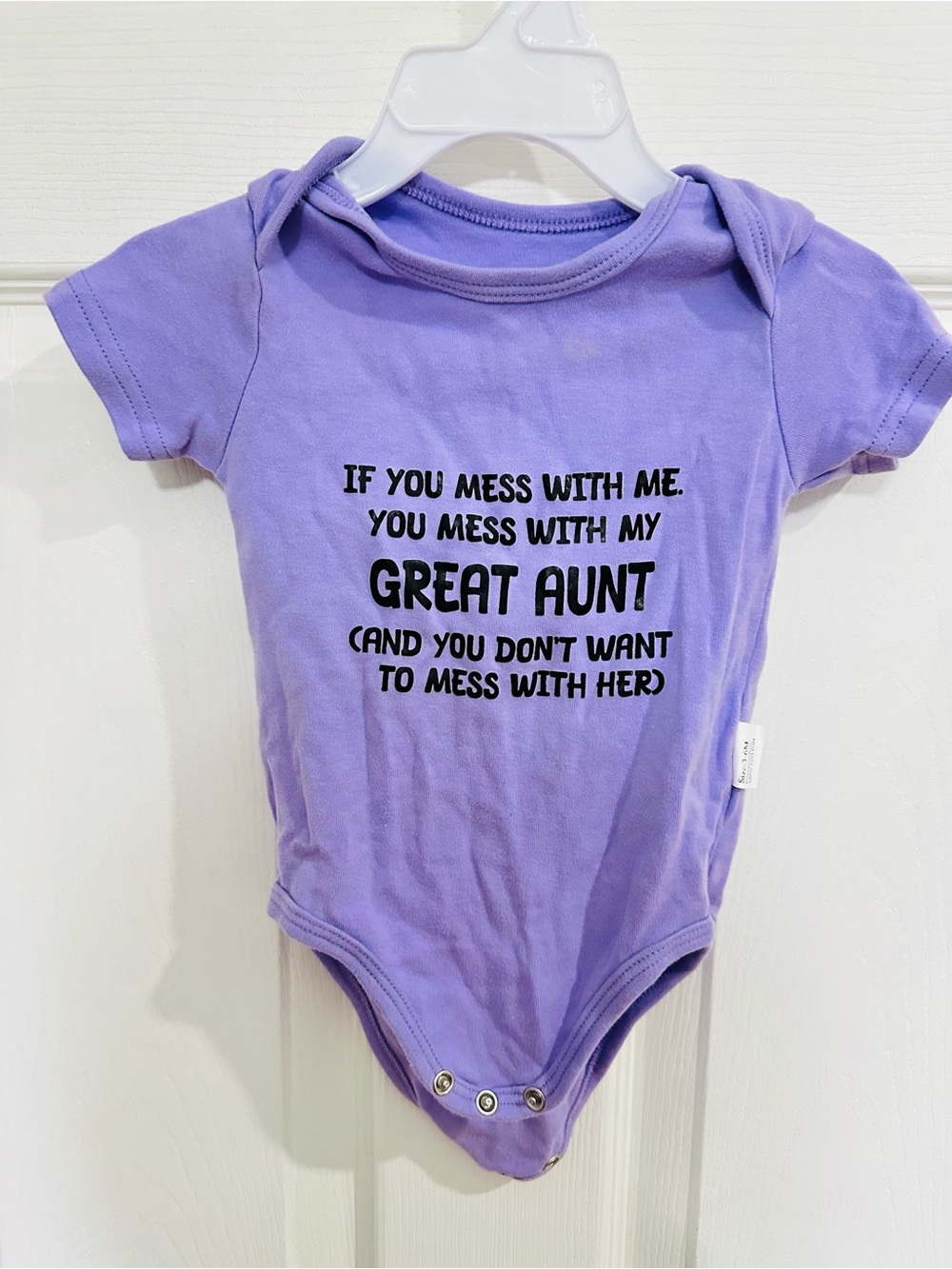 Lavender Baby One-Piece Bodysuit with 'Great Aunt' Graphic